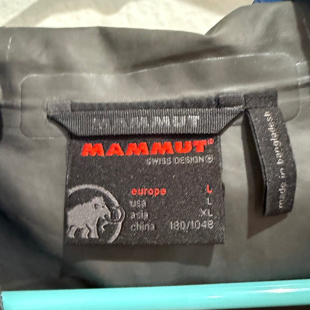 Mammut Gore-Tex Hardshell Rain Jacket Mens Large Blue Waterproof Hooded Full Zip - Picture 4 of 7